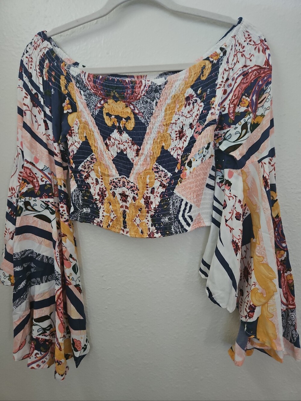 Jaase Handmade in the Shed Patchwork Boho Blouse Statement Sleeve L